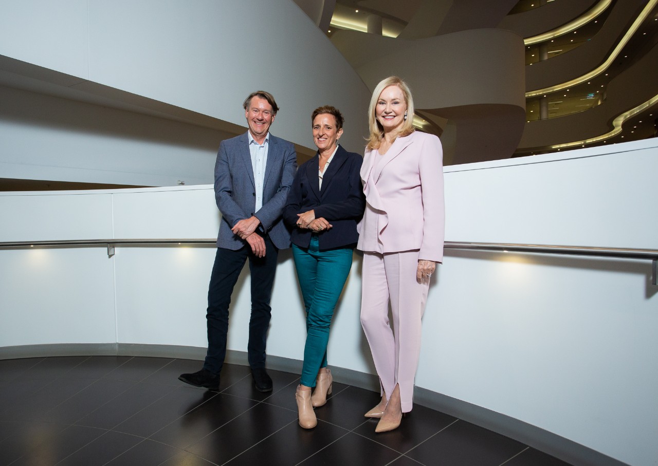 (L-R): Professor Stephen Simpson, Charlotte Wood and Judy Harris.