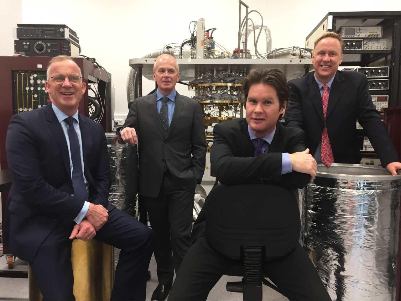 Dr Michael Spence, Douglas Carmean, Professor David Reilly and David Pritchard from Microsoft at the University's Sydney Nanoscience Lab.