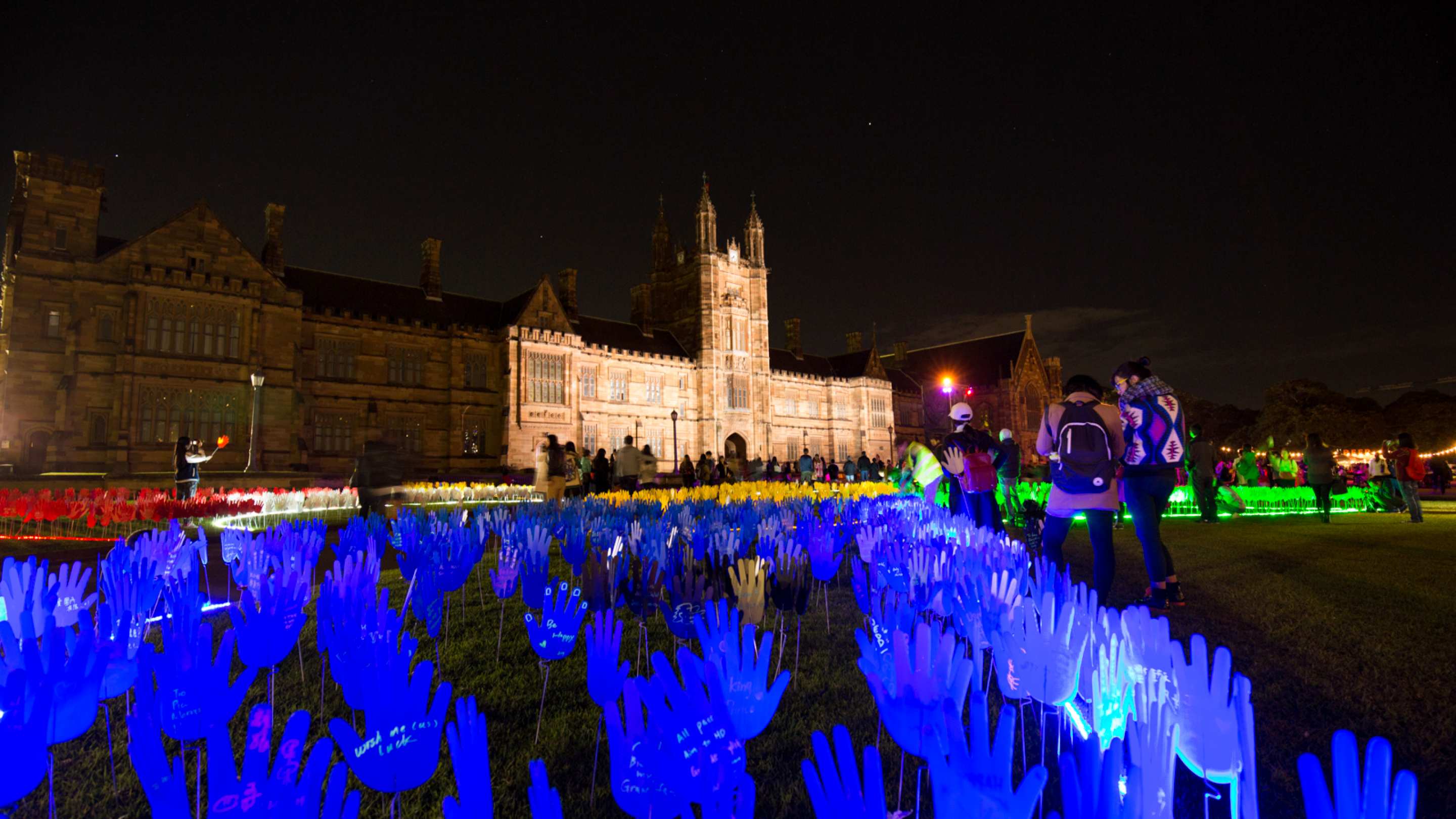 A sea of hands mark National Reconciliation Week at the University's Camperdown Campus. Photograph: Virginia Baldwin