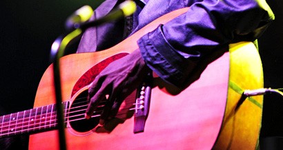 Mr G Yunupingu (detail) during a performance. Photo: Stuart Sevastos