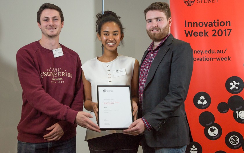 The team behind biOSpy, Saron Berhane, Lewis Collins, Henry Brindle and Ken Zoe Wong