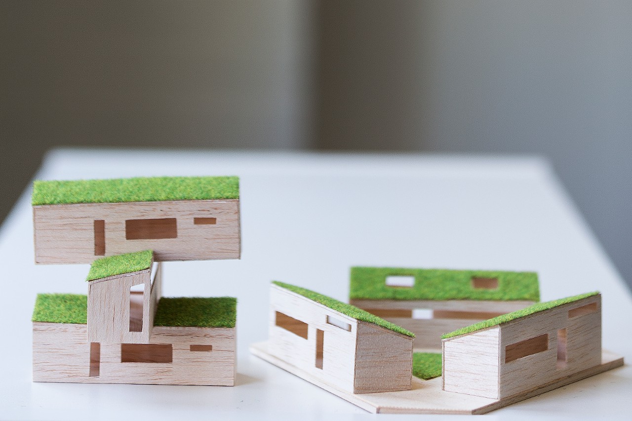 Marion's small-scale model of Jenga Homes.