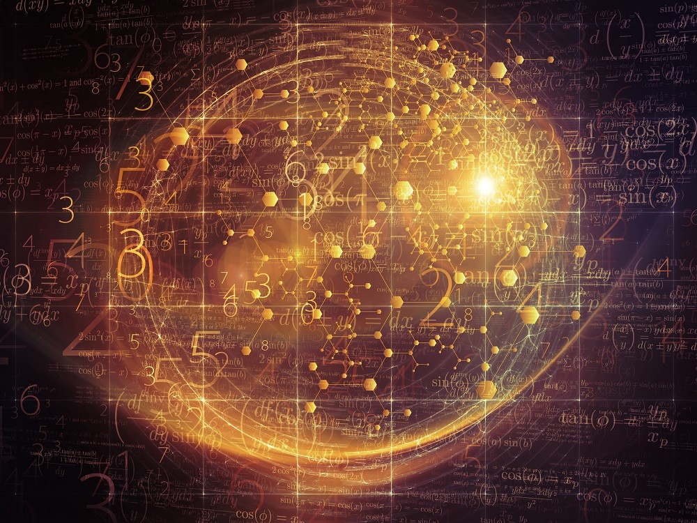 Mathematical algorithms visualised in a gold circle