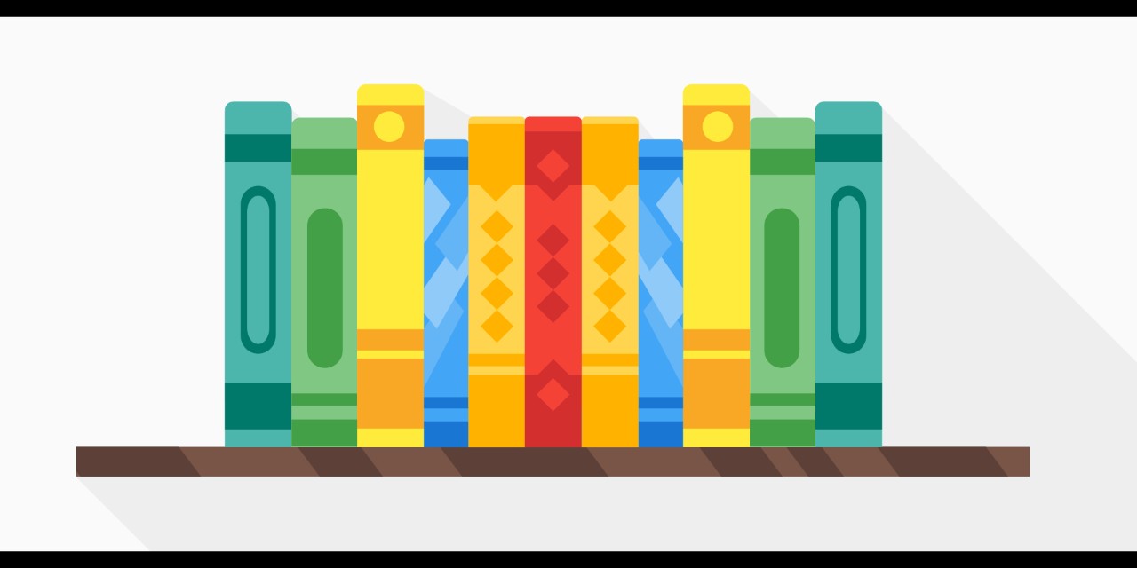 Illustration of books on a shelf that are different colours of the rainbow. Image: Pixabay.