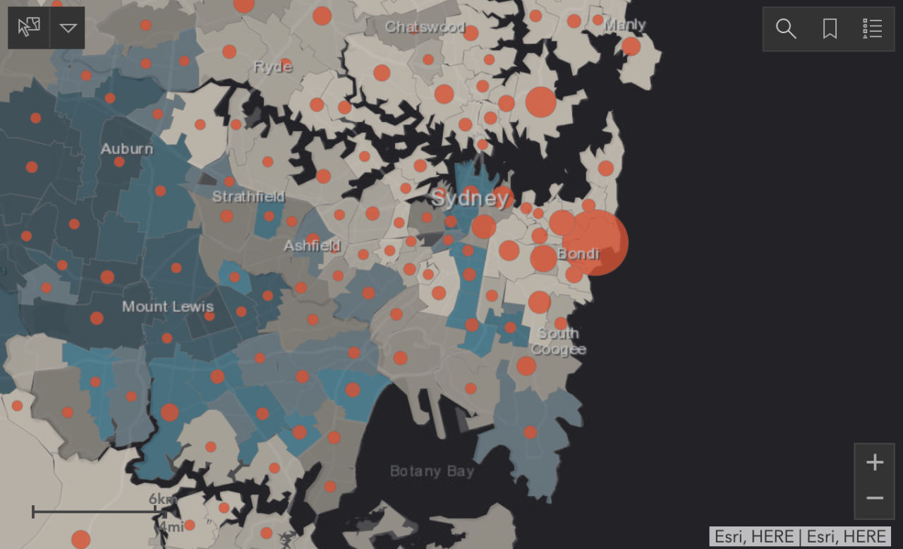 A screenshot of the USYD COVID-19 database