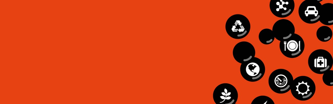 Idea bubbles with innovations expressed as icons