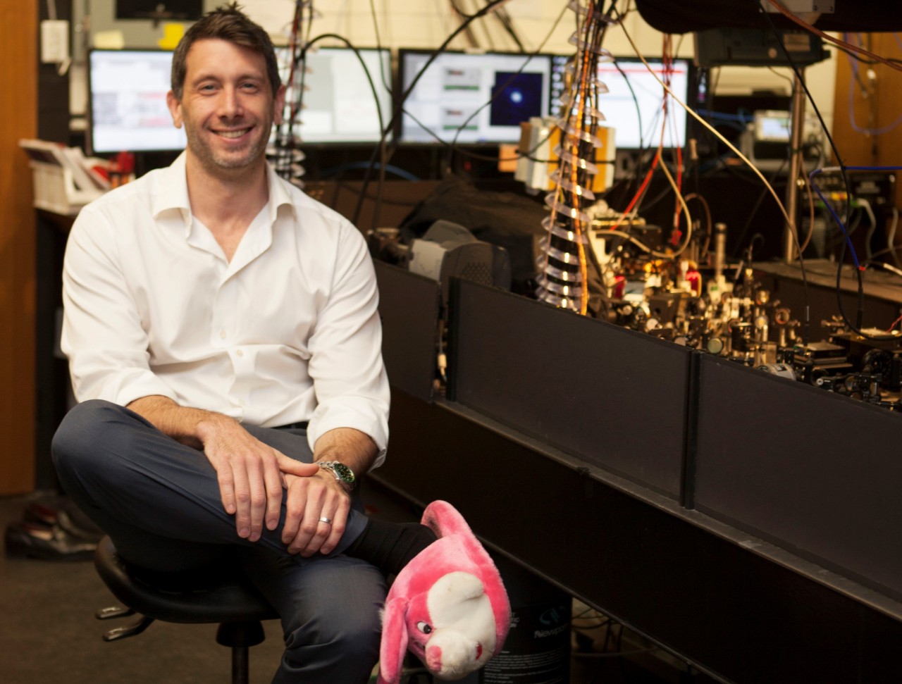 Professor Michael Biercuk in his laboratory.