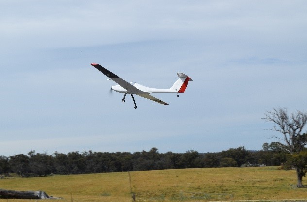 The aircraft in flight.