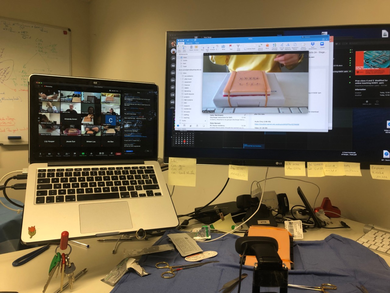 workstation and suture kit set up at home