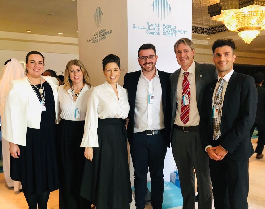 Katrina Van De Ven, Ashley O'Connell, Liana Porihis, Chris Murphy, James Watson and Matt Gatzoubaros at the Global Universities Challenge