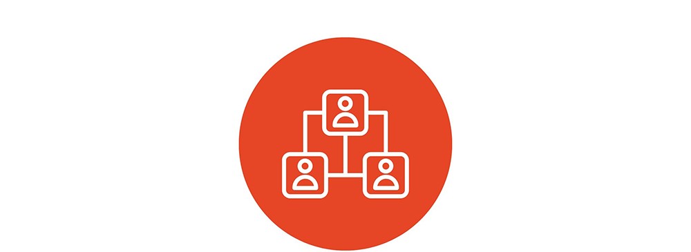 Icon of people connected by a network