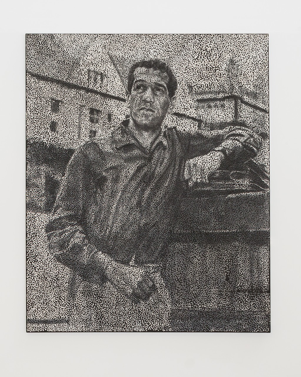 The portrait of Dr Charles Perkins AO, by Daniel Boyd, recently installed in the Charles Perkins Centre.