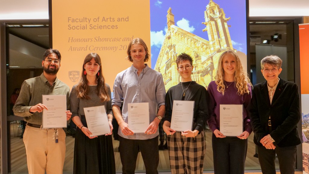 Calum Taylor and fellow students receiving awards on Honours Prize Night