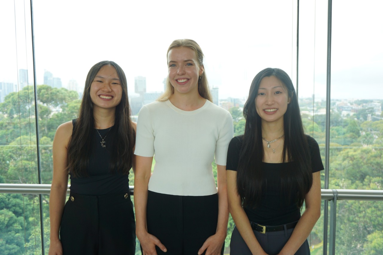 Pictured Sophia Bleakley, Helen Zhang and Clare Gim