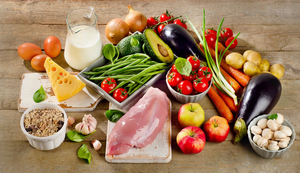 An assortment of food items.