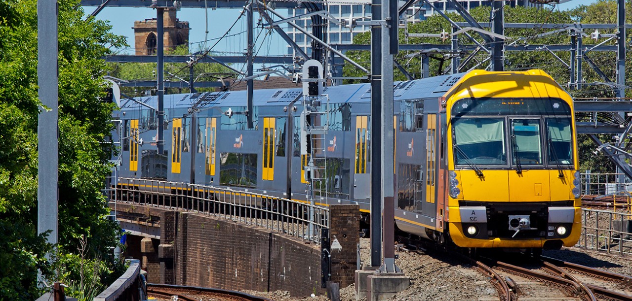 Train moving on train tracks