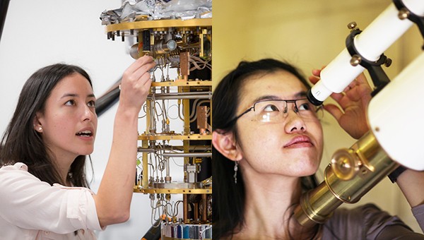 Dr Alice Mahoney and Dr Cleo Loi with scientific equipment