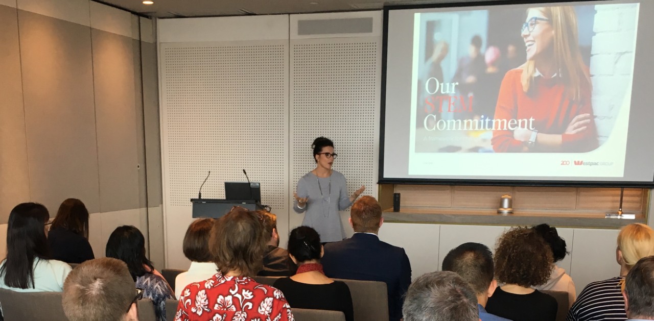 STEM Works Sue Doherty from Westpac presents to high school teachers