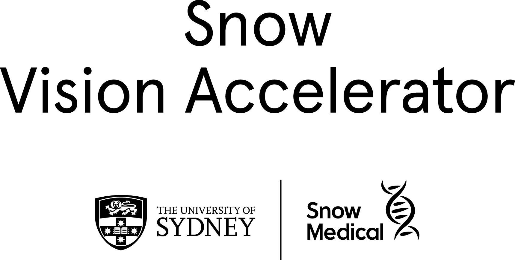 Snow Vision Accelerator logo showing this is a parternship between the University of Sydney and Snow Medical