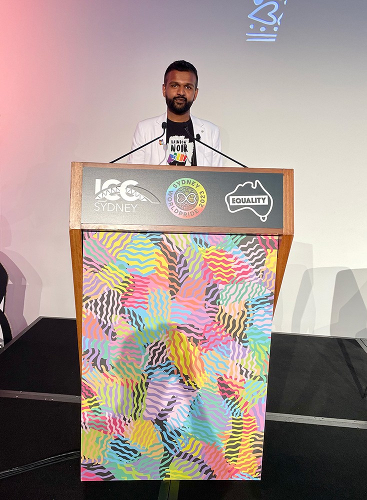 Dr Senthorun Raj presenting at a conference