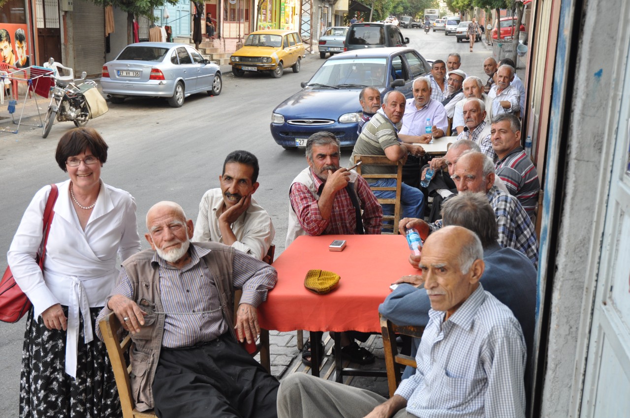 Mary Crock meeting the locals in Gaziantep, Turkey.