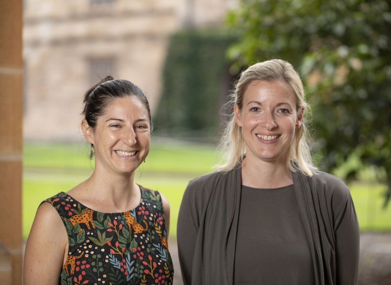photo of eve guerry and jane thogerson with trees in the background