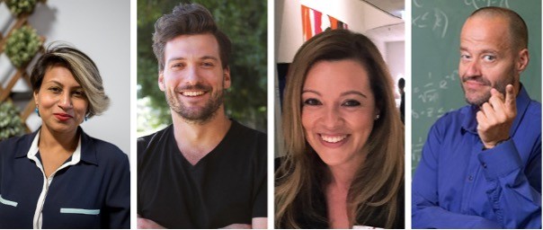 Profile shot of Natasha Munasinghe, Nicolas Brown, Danielle Owen Whitford, Adam Spencer, MC