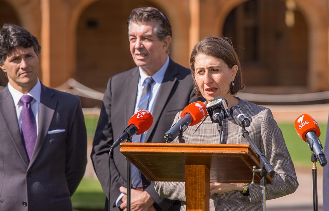 NSW Premier Gladys Berejiklian announces a new partnership in community languages education at the University of Sydney. Image: Bill Green/University of Sydney