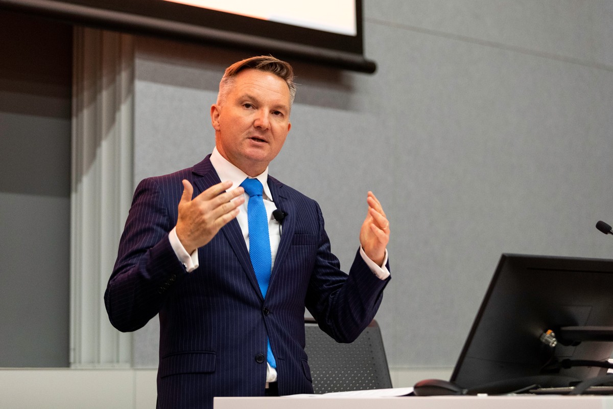 Chris Bowen delivering the 9th annual Warren Hogan Memorial Lecture.