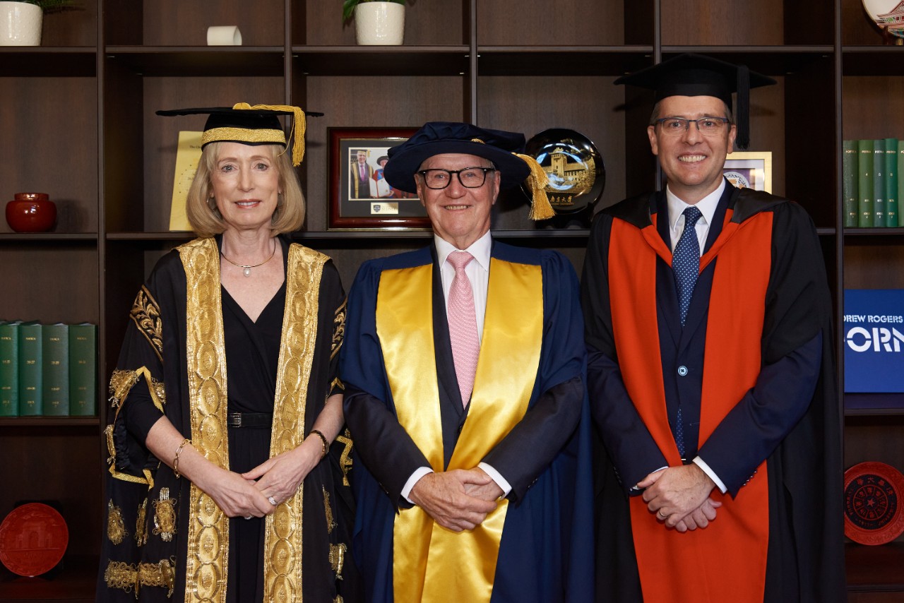 John Leece posing with Belinda Hutchinson 