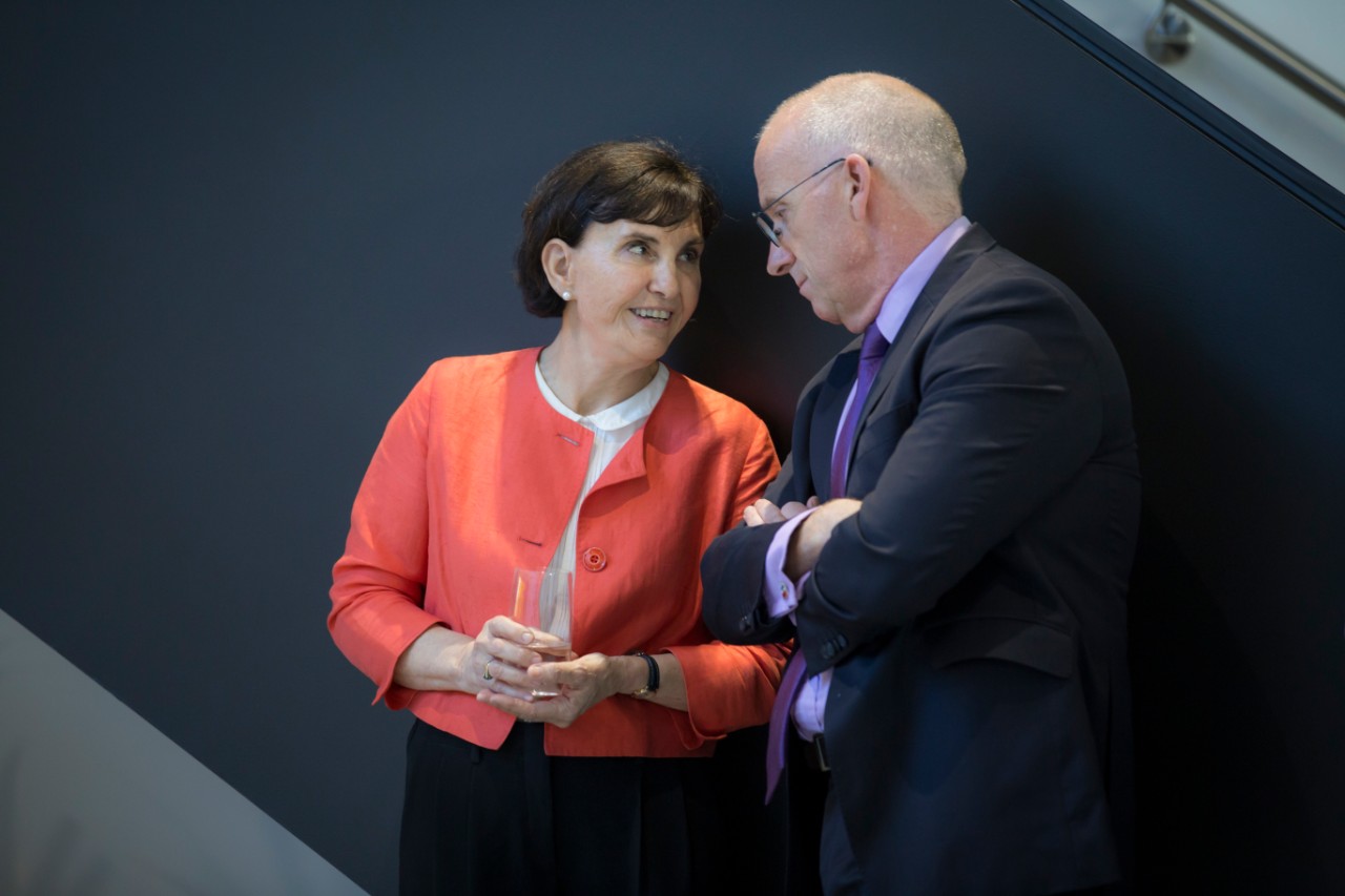The University of Sydney Nano Institute director, Professor Susan Pond, with Vice-Chancellor and Principal Dr Michael Spence. 