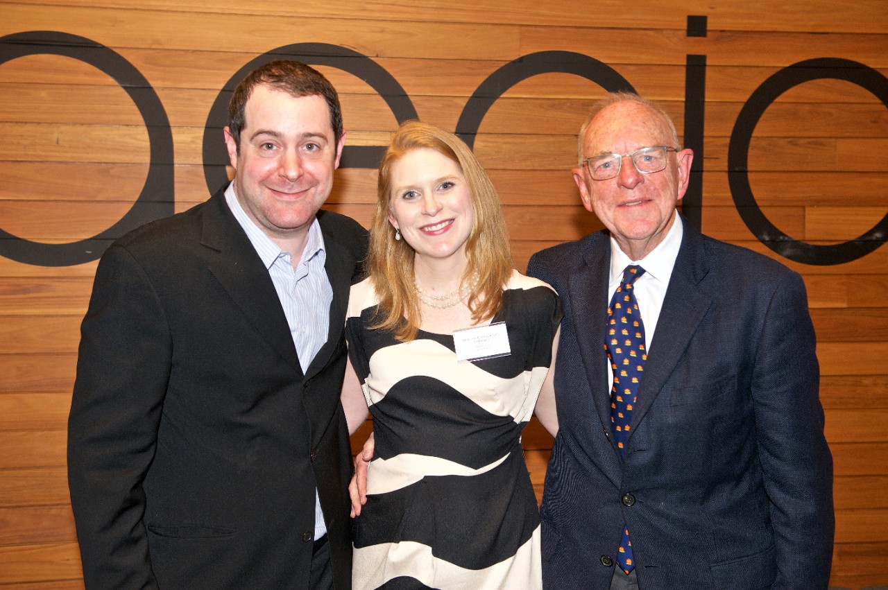 Associate Professor Sally Gainsbury at the Young Tall Poppy Awards with her husband and father. Photo by Rick Gates Photography.