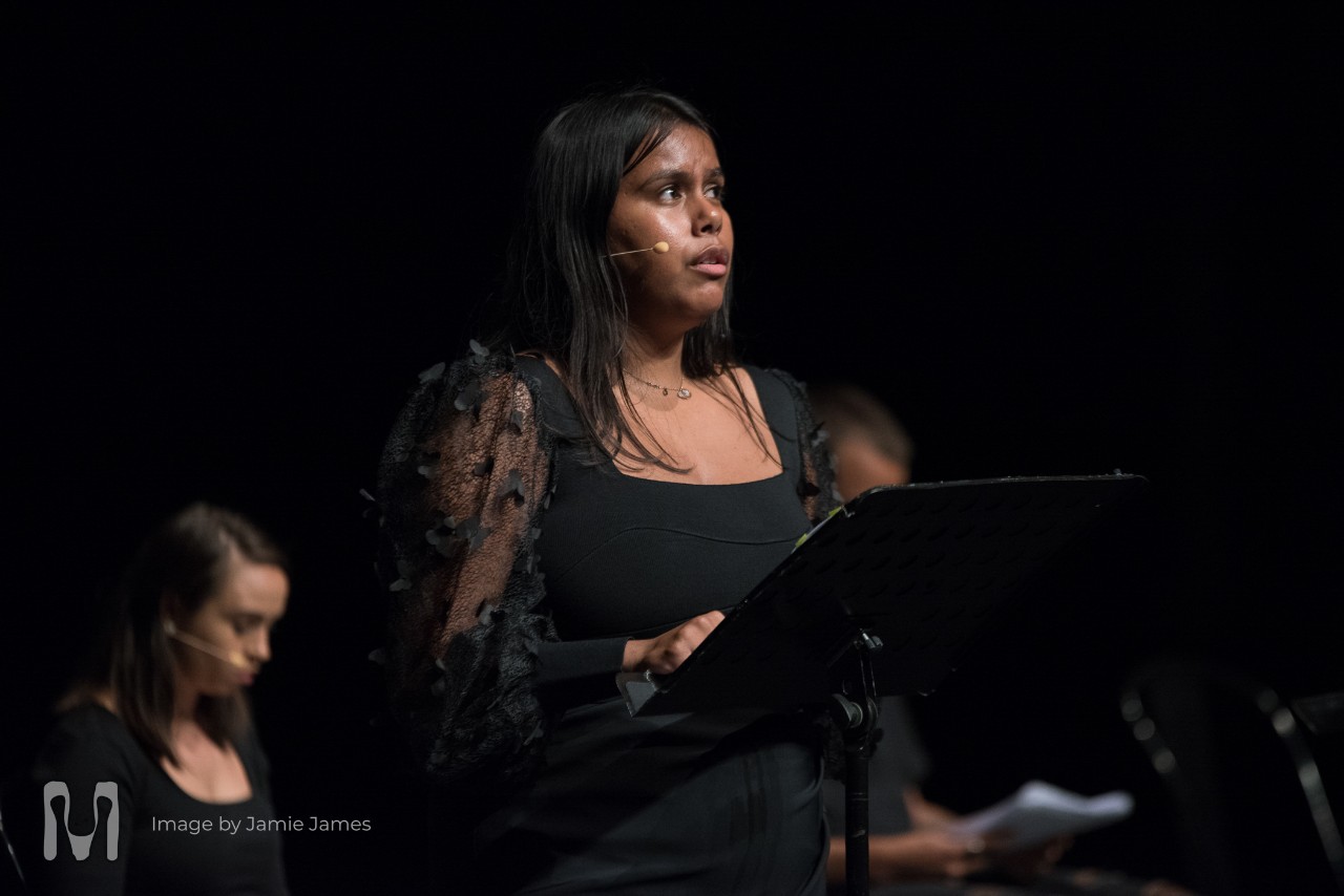 Actor Phoebe Grainer in a reading of The Lookout