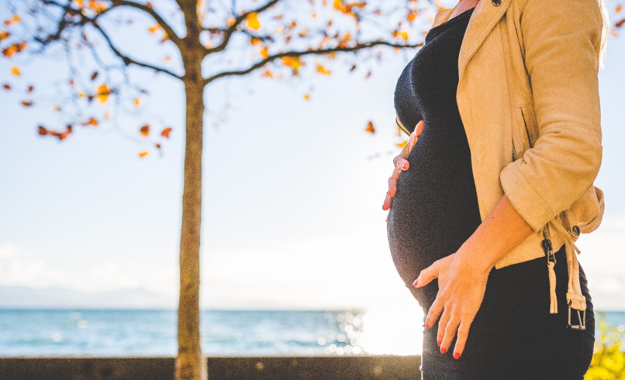 A pregnant woman's belly.