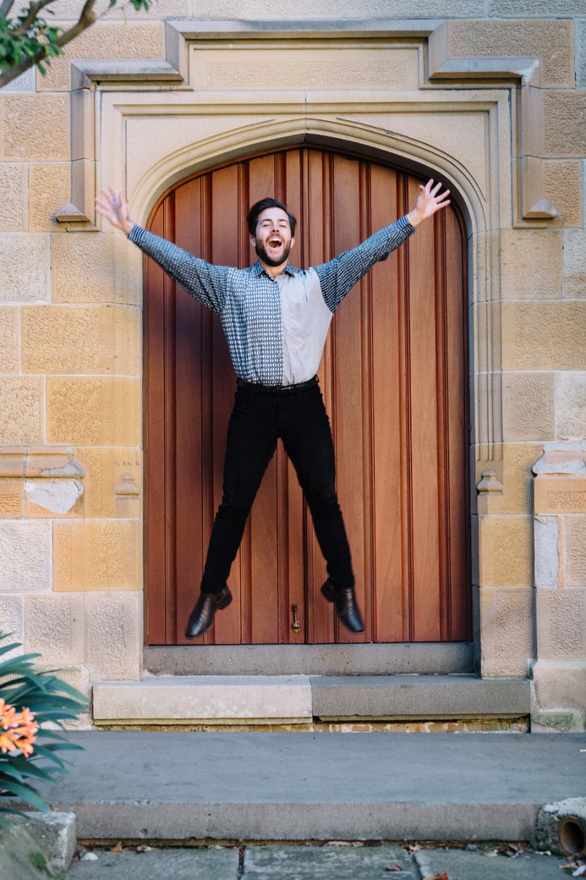 Jack Crane jumping in doorway