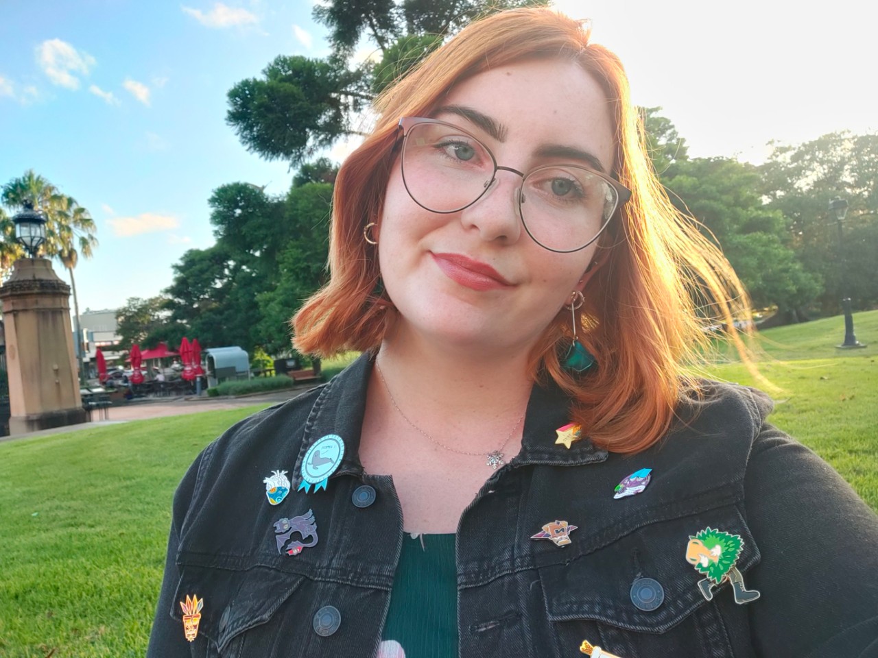 A young woman wearing glasses