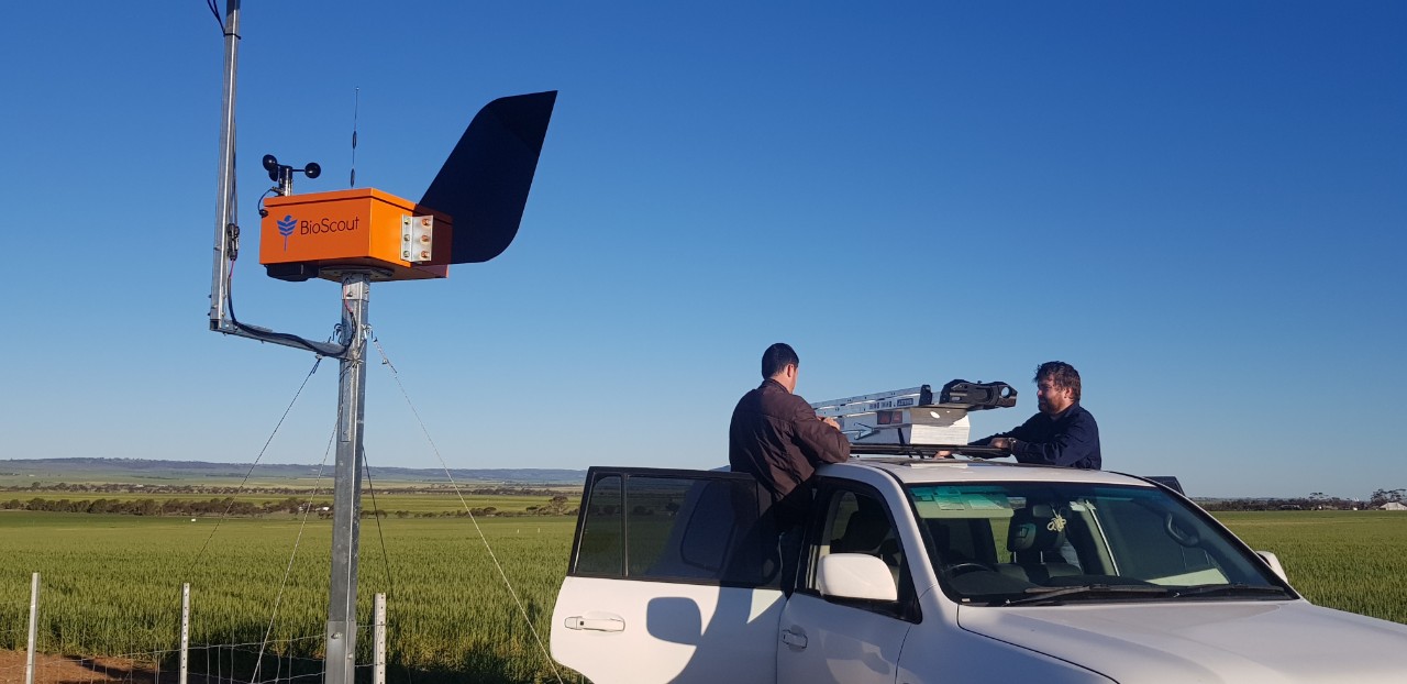 Two engineers with BioScout technology
