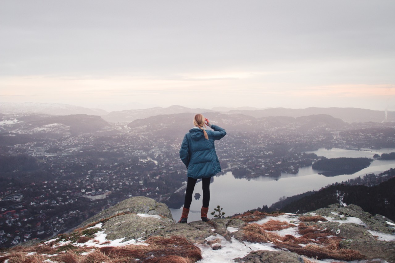 Person on a lookout in Bergen Norway