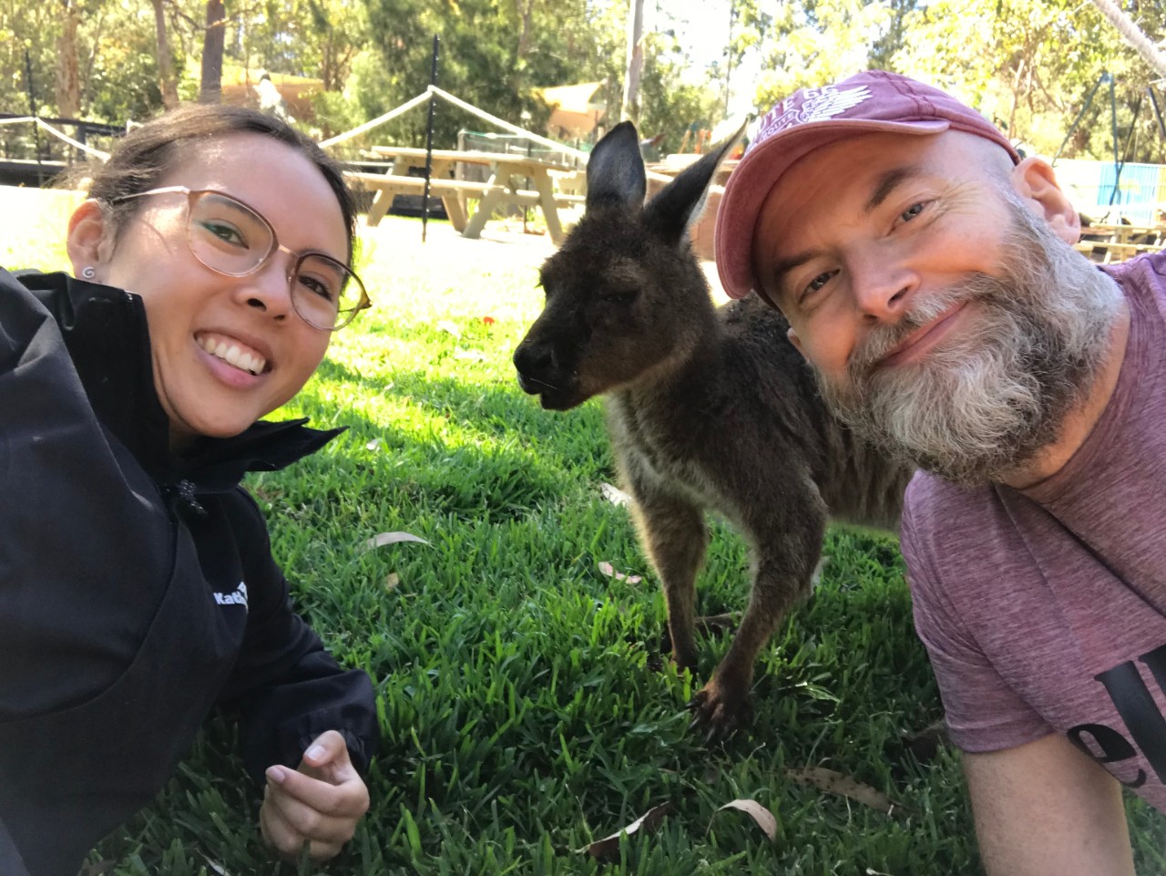 Dr Alexandra Green and Dr Alan McElligott at the Australian Reptile Park.