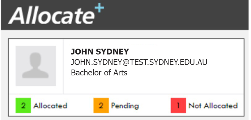 A screenshot showing the allocation status screen