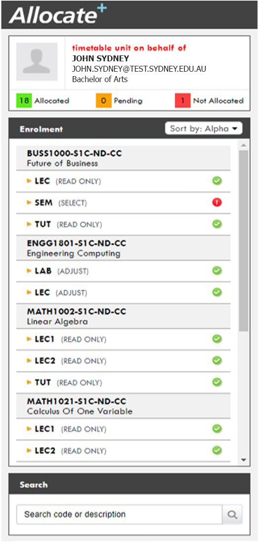 A screenshot showing an example of activity status