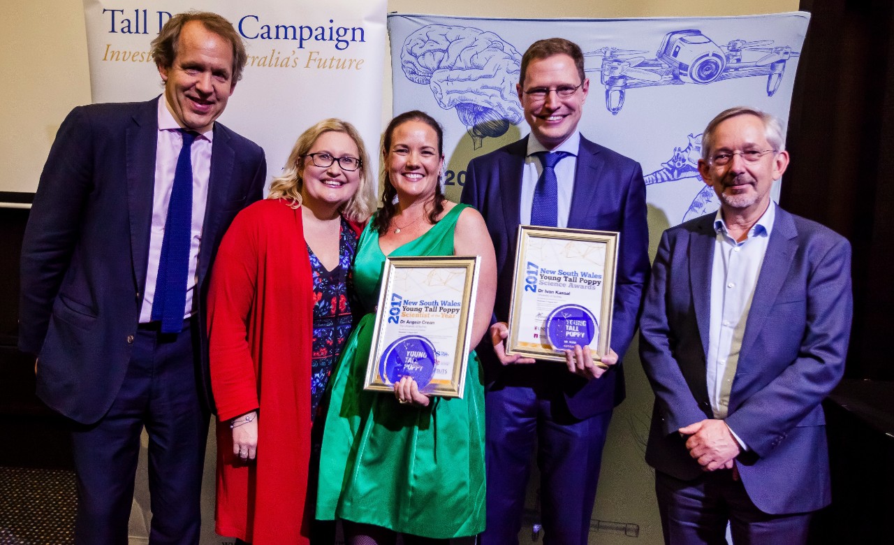 Angela Crean (centre) with the University of Sydney's Duncan Ivison, Kathy Belov, Ivan Kassal and Trevor Hambley at the Awards.