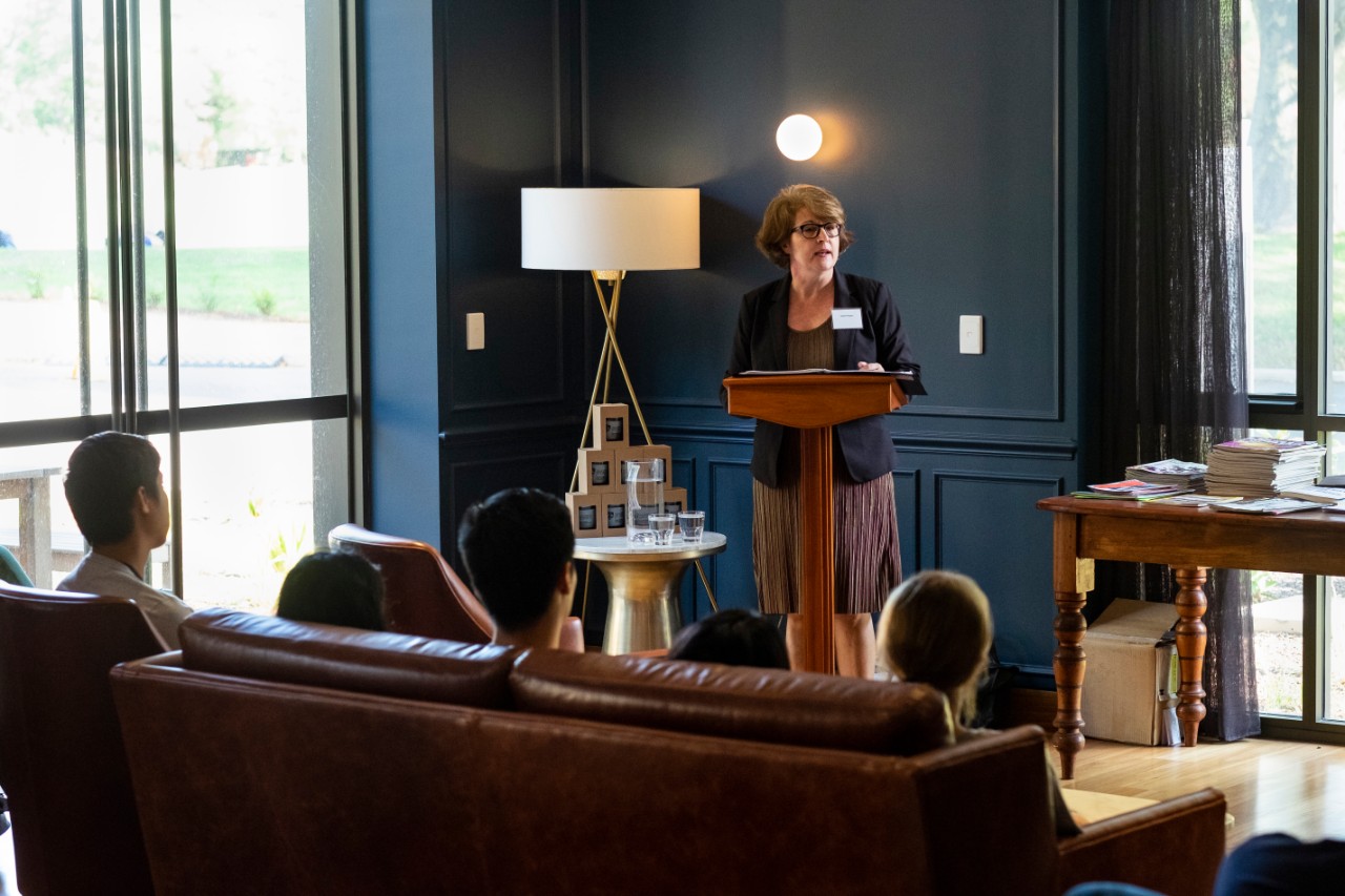The Honourable Justice Rachel Pepper, Judge, NSW Land and Environment Court, addressed the SIP students inside St Paul's College.